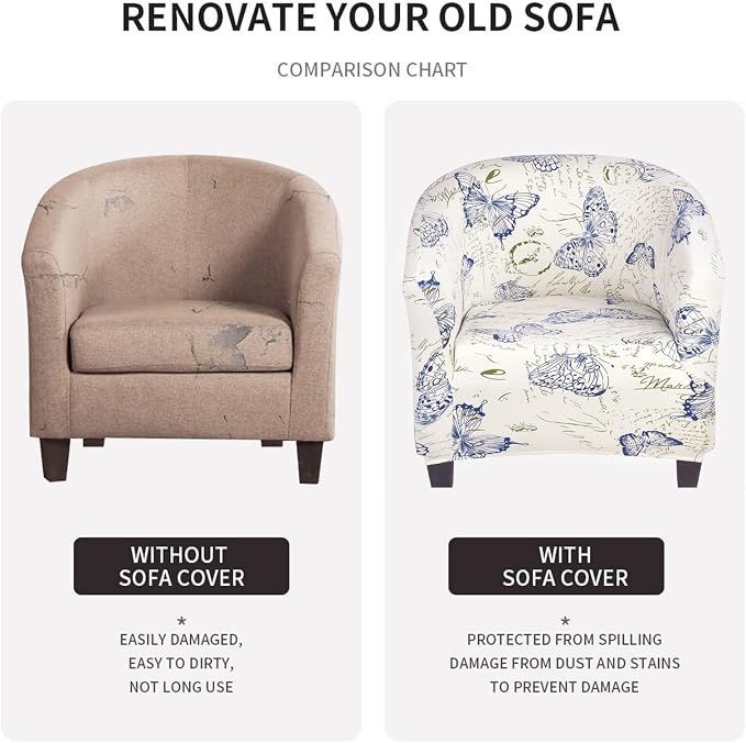 SearchI Club Chair Slipcover Stretch Barrel Chair Covers Printed Tub Chair - Image 3