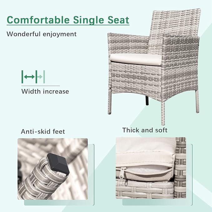 Greesum Patio Furniture 4 Pieces Conversation Sets Outdoor Wickerr Rattan - Image 5