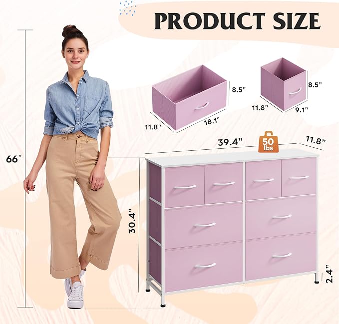 WLIVE Dresser for Bedroom with 8 Drawers, Wide Fabric Dresser for Storage and - Image 3