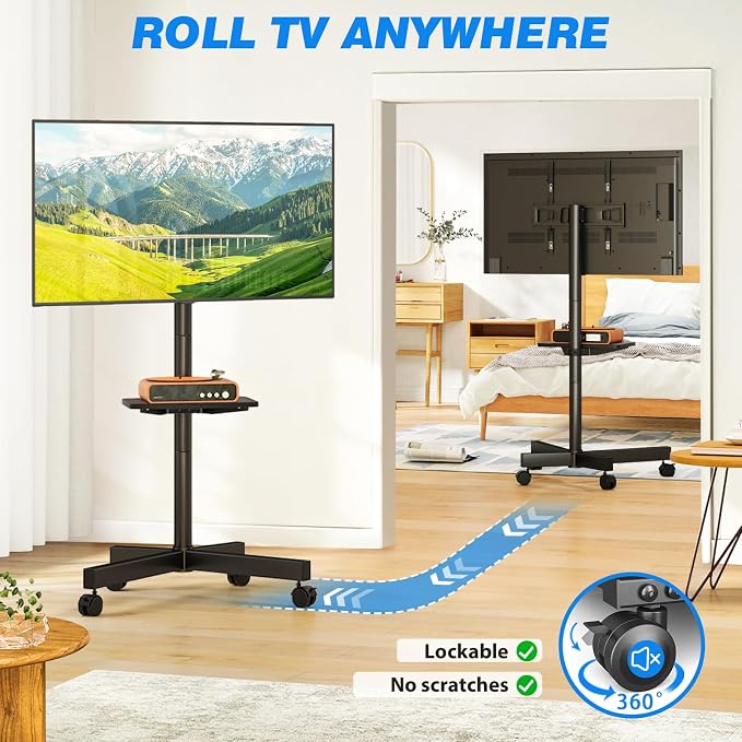 Rfiver Mobile TV Stand for 23-65 Inch LCD LED Flat/Curved Panel Screen TVs up - Image 5