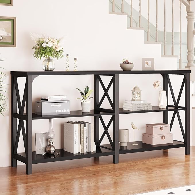 LVB Industrial Entryway Table, Farmhouse Rustic Console Tables Behind Couch - Image 5