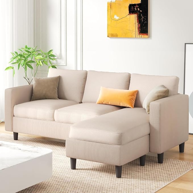 JAMFLY Sectional Sofa for Living Room, 3-Seat Reversible Couch - Image 3