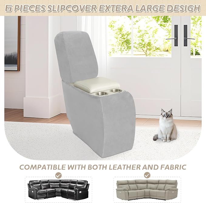 Arfntevss Sectional Recliner Couch Covers Velvet Corner Sectional Sofa Cover - Image 3