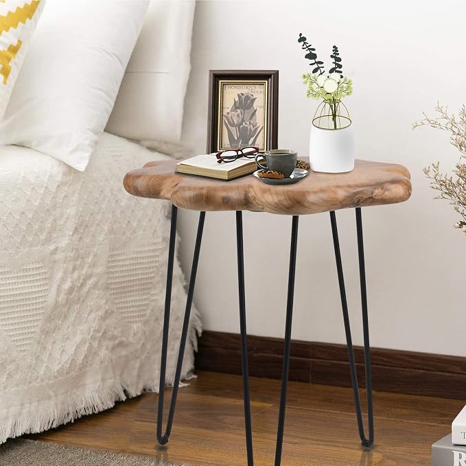 19.5 Inch Live Edge Side Table, Wood Freeform Small End Table - Image 7