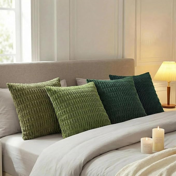 Fancy Homi Set of 4 Green Boho Spring Decorative Throw Pillow Covers 20x20 Inch - Image 3