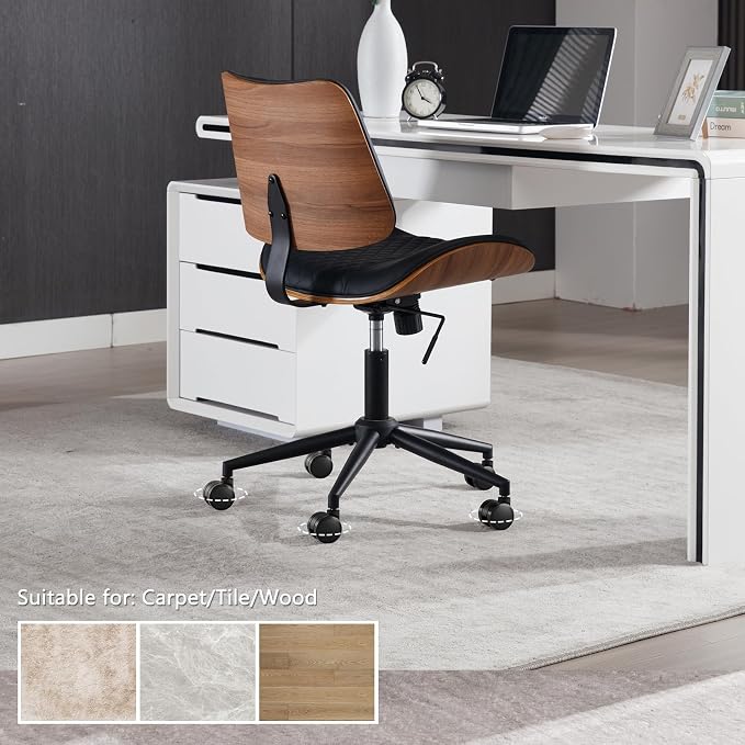 Home Office Chair No Arms with Wheels, Adjustable Height Small Desk Chair - Image 7