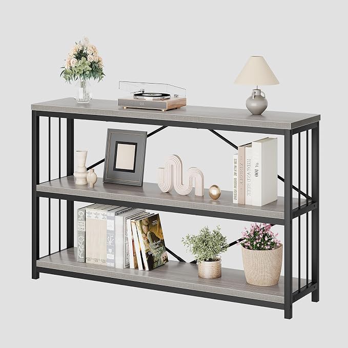 LVB Farmhouse Entryway Table, Metal Wood Console Table - Image 9