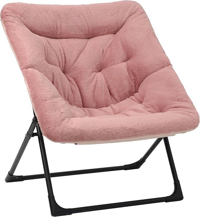 Comfy Saucer Chair for Adults, Soft Faux Fur Bedroom Chair, Accent Dorm Chairs by MordchilHF