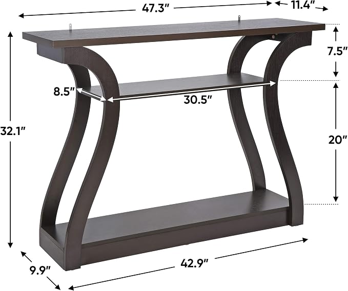 SUPER DEAL Narrow Console Table, 3 Tier Entryway Table, Wood Sofa Table - Image 3