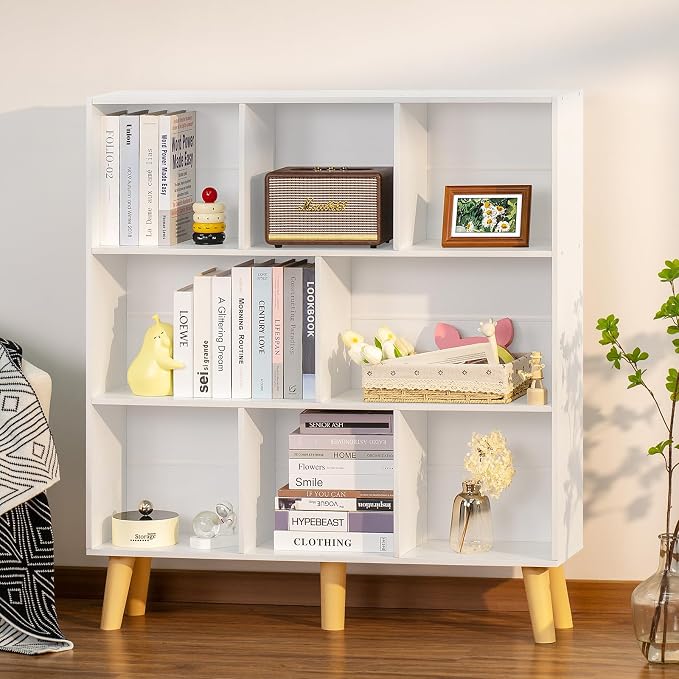 YAHARBO 8 Cube White Bookshelf, 3 Tier Book Shelf - Image 2