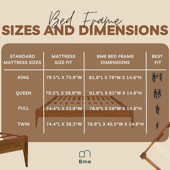 Bme Dinkee King Bed Frame Wood 15 Inch - Image 11