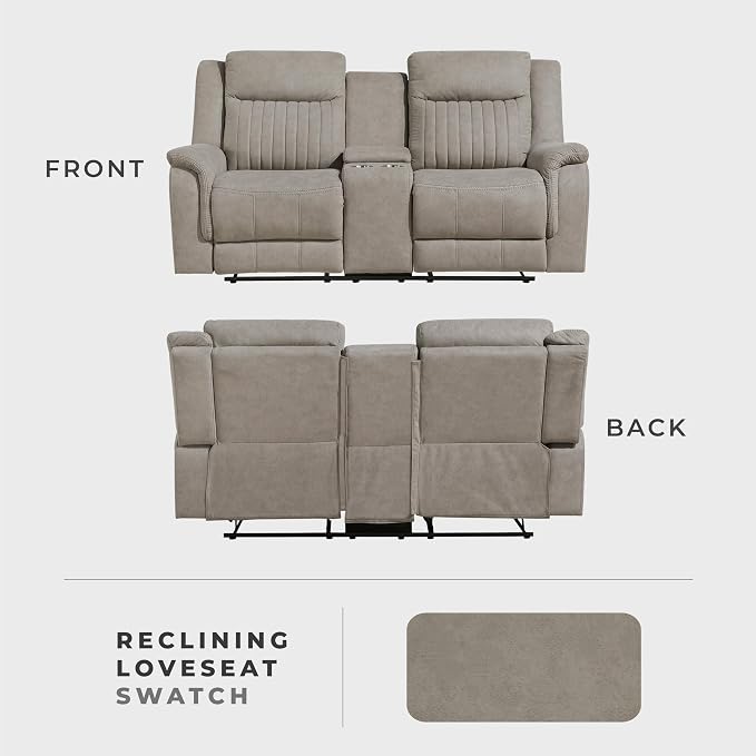 Lexicon Manual Double Reclining Loveseat, Polished Microfiber Manual Wall - Image 6