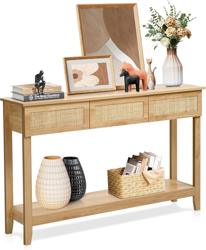 Karl home Console Table, Rattan Entryway Table - Image 8