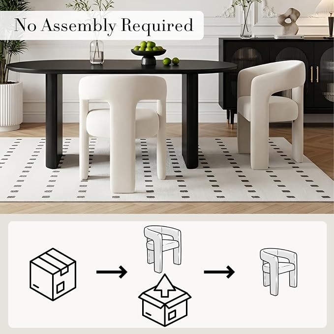 Modern Chenille Dining Chairs Set of 2, Upholstered Barrel Chairs - Image 3