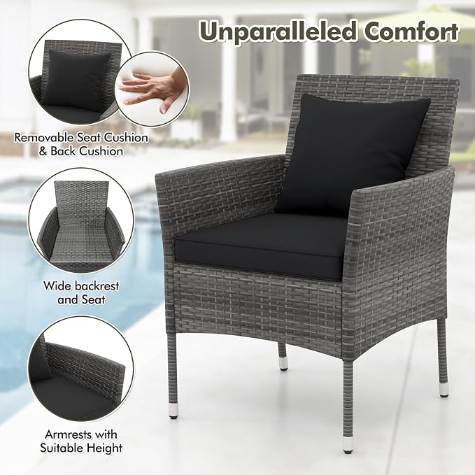 Tangkula 3-Piece Patio Furniture Set, PE Wicker Conversation Bistro Set w/A - Image 8