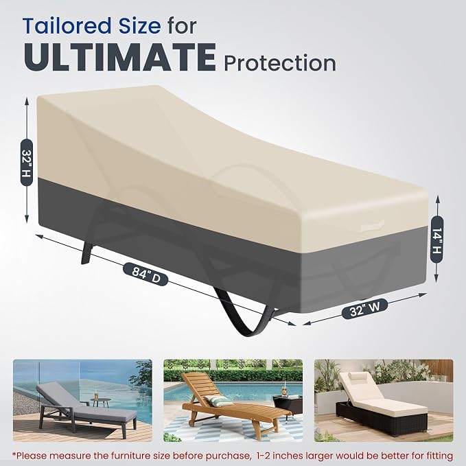 Extra Heavy Duty Patio Chaise Lounge Cover Waterproof 2 Pack - Image 2