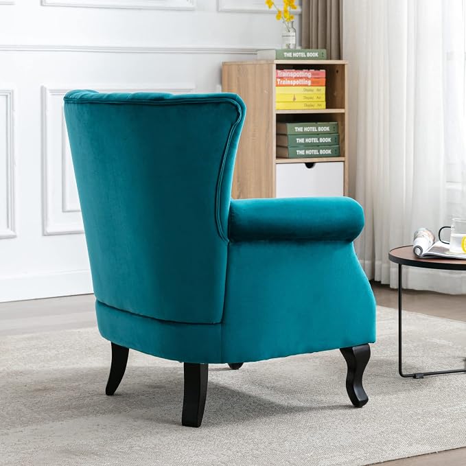 Mid Century Accent Chair Modern Tufted Wingback Armchairs Club Chair Velvet - Image 6