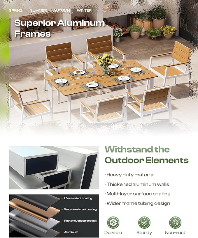 Outdoor Dining Set for 4, Patio Table and Chairs Set - Image 4