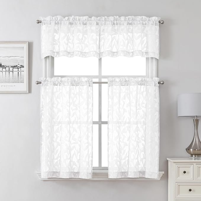 Lecloud Leia 36 Inch White Sheer Curtains Tiers 2 Pieces, Airy & Breathable - Image 7