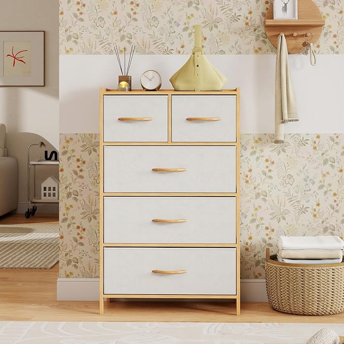 Giantex 5-Drawer Dresser for Bedroom, Bamboo Storage Tower - Image 7