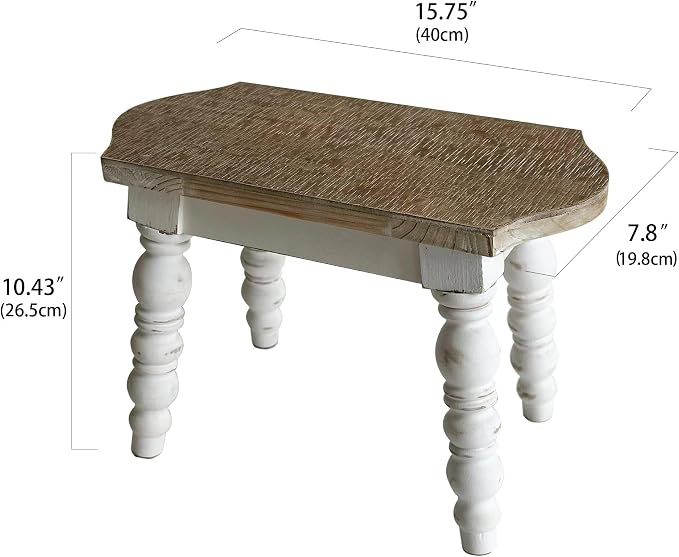 dwellington Wooden Bathroom Farmhouse Step Stool, Wood Foot Stool - Image 3