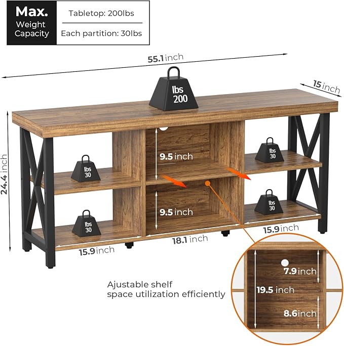 GreenForest TV Stand for TV up to 65 inches, Entertainment Center - Image 3