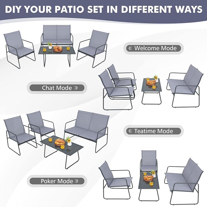 Tangkula 4 Pieces Patio Furniture Set, Outdoor Conversation Set - Image 7