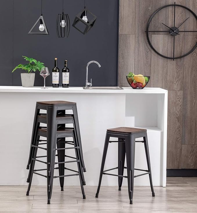 HAOBO Home 30" Backless Metal Counter Stool Height Bar Stools Barstools - Image 7
