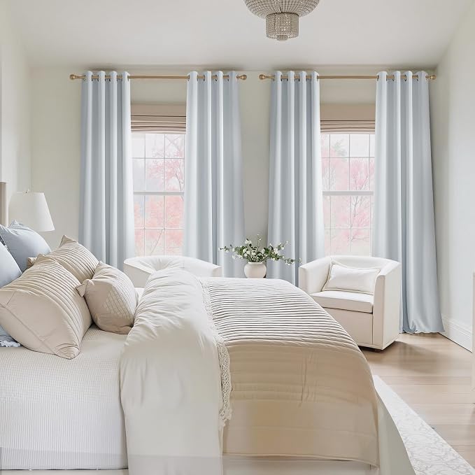 NICETOWN Room Darkening Draperies Curtains Panels, 2 Panels Greyish White W52 x - Image 8