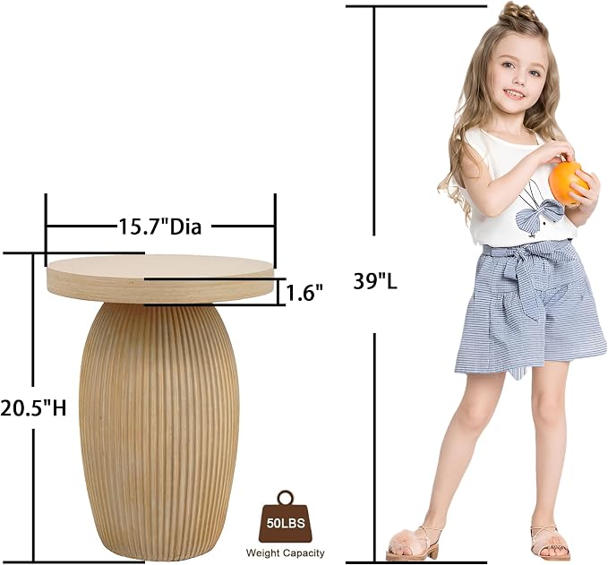 PARISLOFT ​​Rustic Mushroom Side Table, Bohemian End Table - Image 3