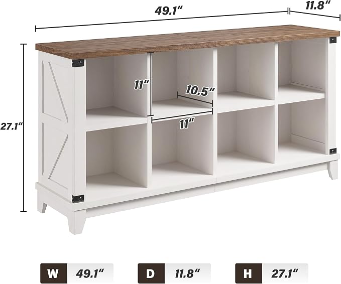 EnHomee 8-Cube Storage Organizer, Farmhouse Bookshelf, Display Shelf - Image 3