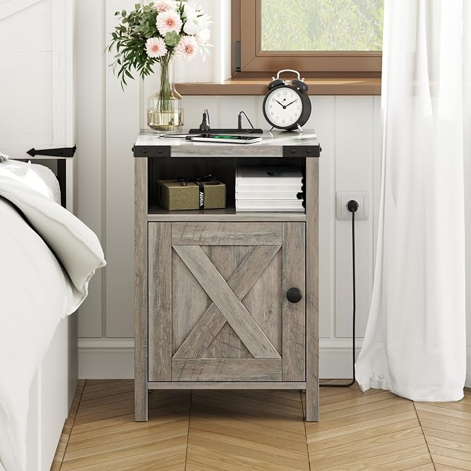 Fameill Farmhouse End Tables Set of 2, Nightstands - Image 8
