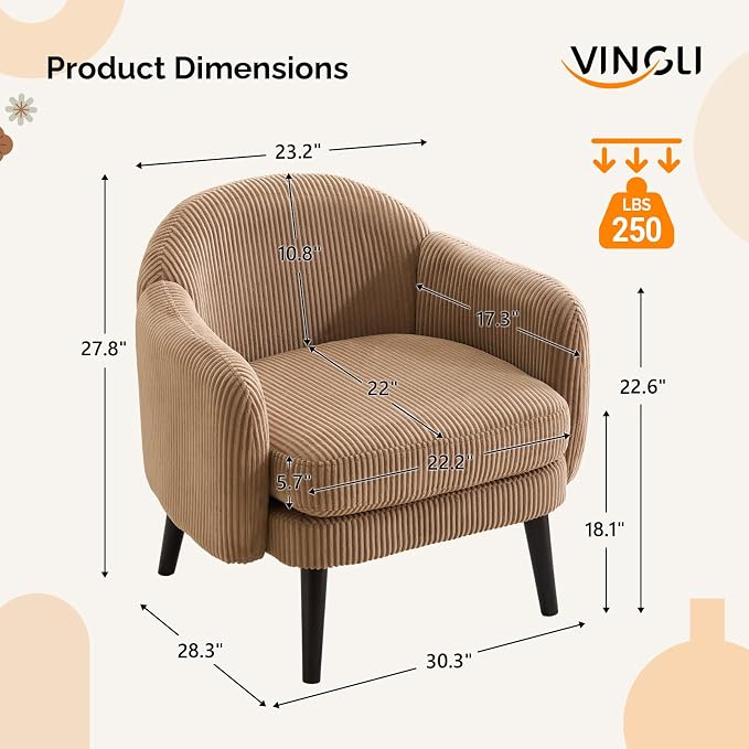 VINGLI 30.3" Wide Modern Barrel Accent Armchairs Set of 2 - Image 2