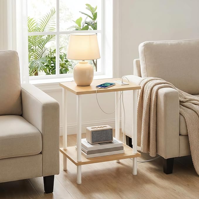 HOOBRO Side Table with Charging Station, End Table with USB Port and Outlet - Image 2
