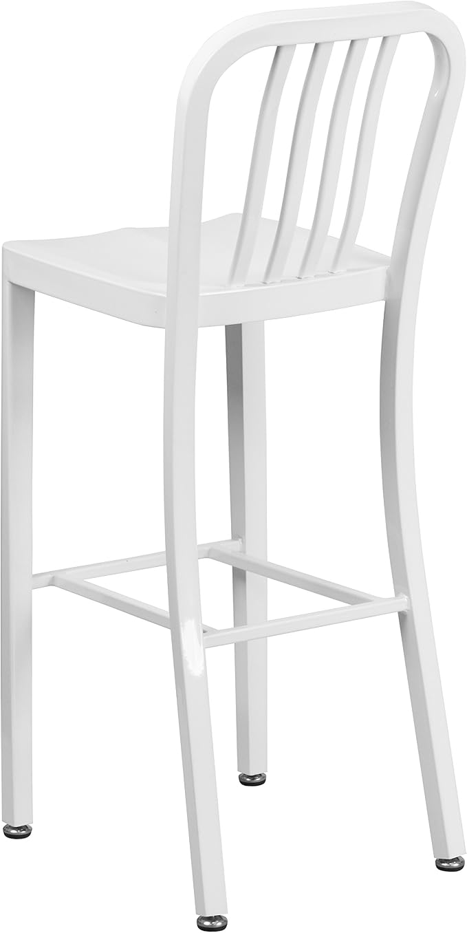 Flash Furniture Commercial Grade 30" High White Metal Indoor-Outdoor Barstool - Image 5
