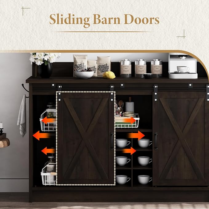 4ever2buy Farmhouse Coffee Bar Cabinet - Image 3