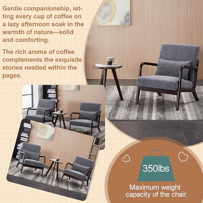 Mid-Century Modern Accent Chair & Coffee Table Set - Image 4