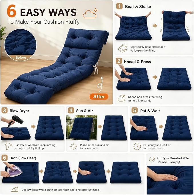 Chaise Lounge Cushion Outdoor, Waterproof Thick Patio Lounge Chair Cushion - Image 8
