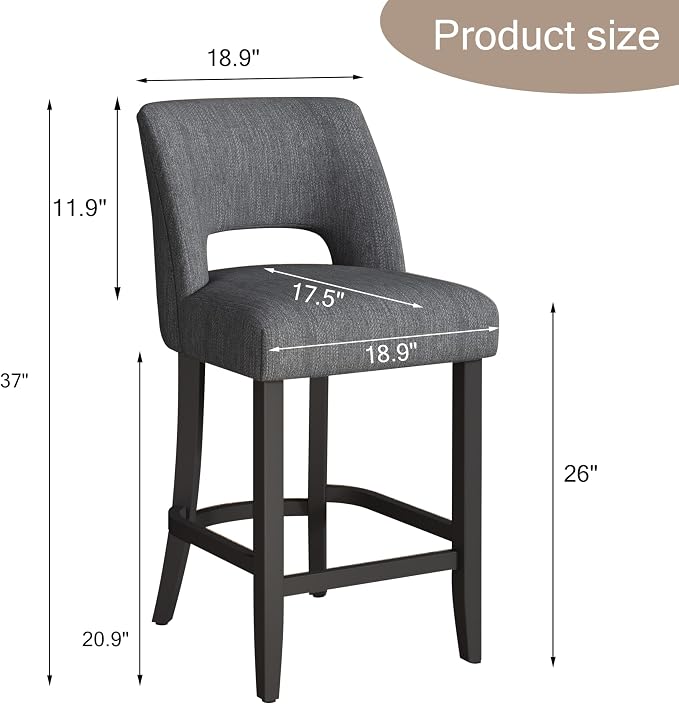 VKNOW Bar Stools Set of 2, Modern Counter Stools - Image 2