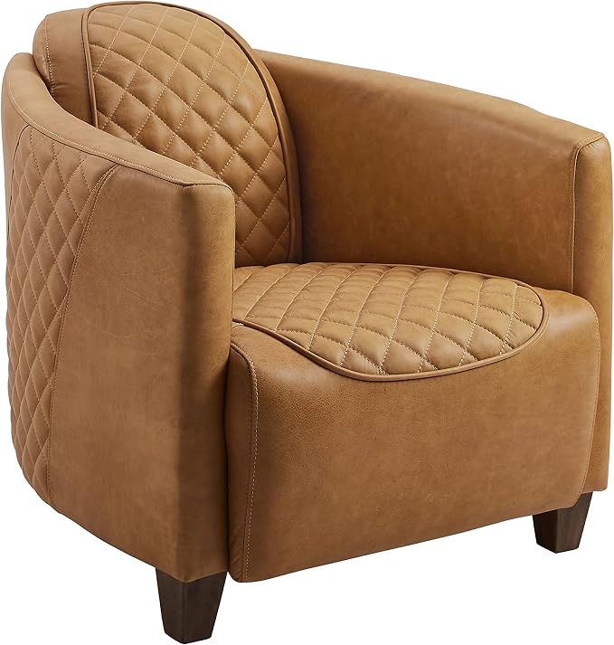 Art Leon Genuine Leather Chair, Mid Century Industrial Accent Arm Chair by ArtLeon