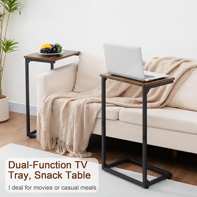 AMHANCIBLE C Shaped End Tables Set of 2, Couch Side Tables that Slide Under Sofa - Image 6