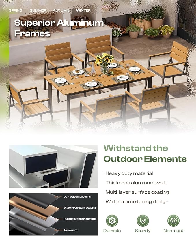 Outdoor Dining Set for 4, Patio Table and Chairs Set - Image 4