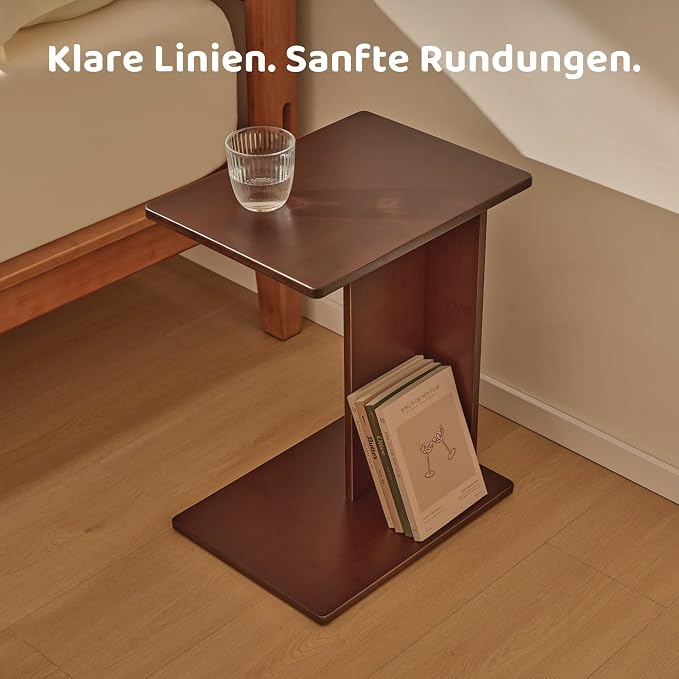 RECCI Solid Bamboo C-Shaped End Table Set of 2 - Image 4