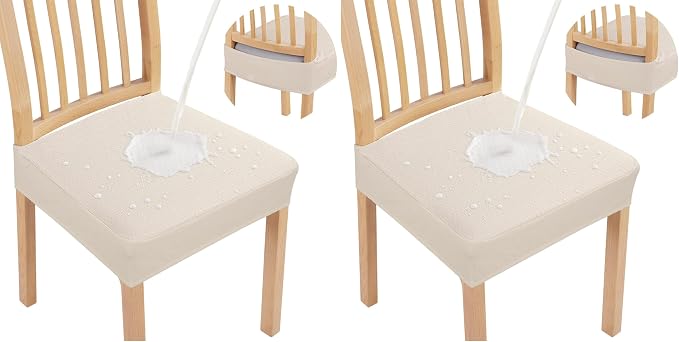 Smiry Waterproof Seat Covers for Dining Room Chairs Set of 4, Stretch Jacquard by Smiry