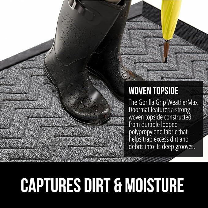GORILLA GRIP 100% Waterproof All-Season WeatherMAX Doormat US Designed Natural - Image 4