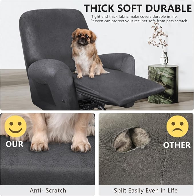 ANARACHON Recliner Chair Covers Leather Like, 4 Pieces Recliner Cover - Image 2