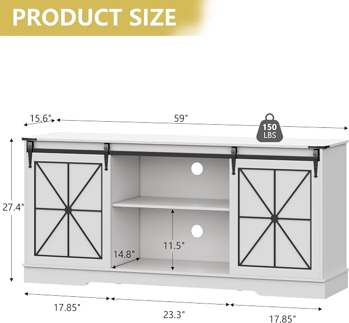 Farmhouse TV Stand for 65/60/55 Inch Tvs, Modern Entertainment Center - Image 7