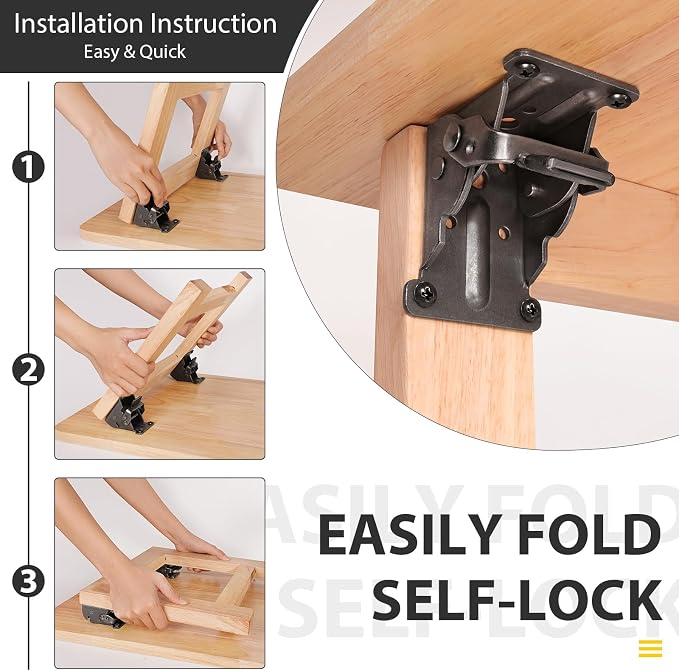 8 Pack Folding Brackets, Self-Lock Hinge - Image 3