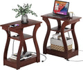FROMJBEST End Tables Living Room Set of 2, Cherry End Table by FROMJBEST