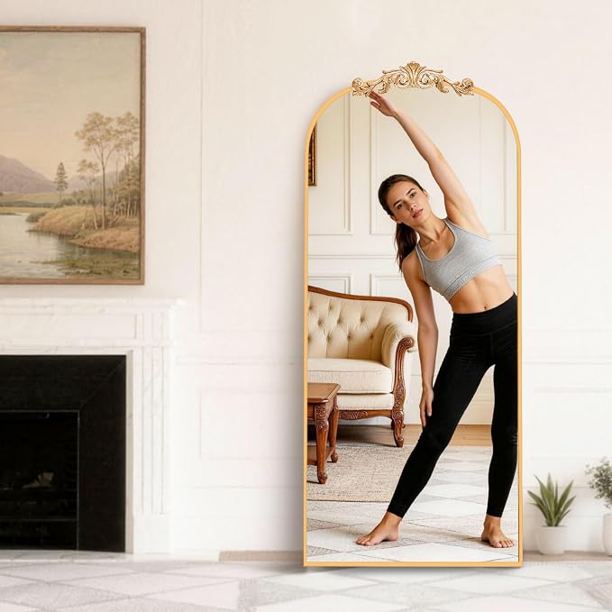 MISSDAY Vintage Baroque Full Length Mirror, Full Metal Frame Stand Up Retro - Image 2